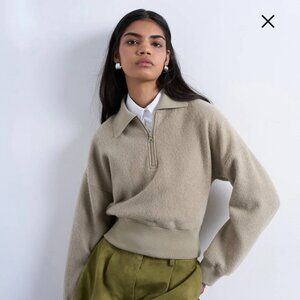 Topshop Lounge Quarter Zip Collared Pullover